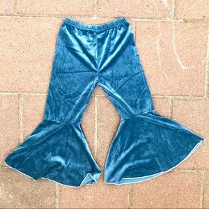 Girls Velvet Sage Bell Bottom Flare Pants Leggings